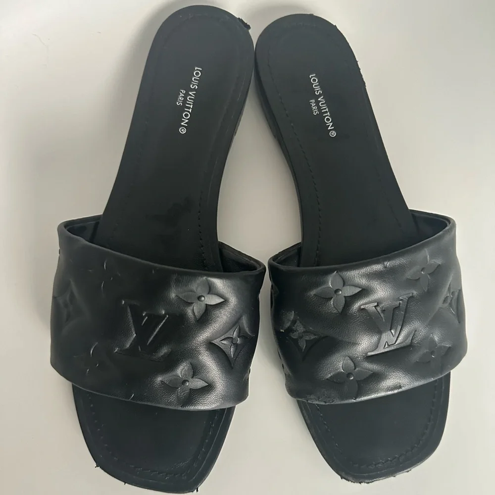 Louis Vuitton Black Slide Sandals - Picture 1 of 9